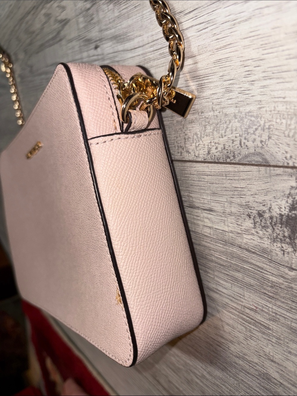 Michael Kors Pale Pink Saffiano Crossbody with Gold Chain Strap - Picture 6 of 15
